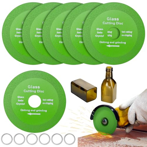 QINGHEC 6PCS Glass Cutting Disc 100mm Porcelain Cutting Disc Grinder Blades Cutting Discs for Angle Grinder Super Thin Diamond Saw Blade for Glass Tiles Ceramics Crystal Jade Wine Bottles