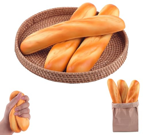 Anboor 3 stycken långbröd-quishy-leksaker, konstgjord baguette quishy-leksak, doftande, mjuk, långsam uppgång, mat, rollspelsrekvisita, kök, barn