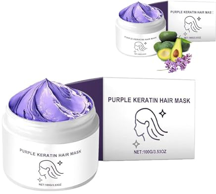 Detroitrain Masquilla para el cabello de queratina púrpura, acondicionador hidratante de Detroitrain, máscara para el cabello púrpura de potencia, acondicionamiento profundo para pelos (1pcs)