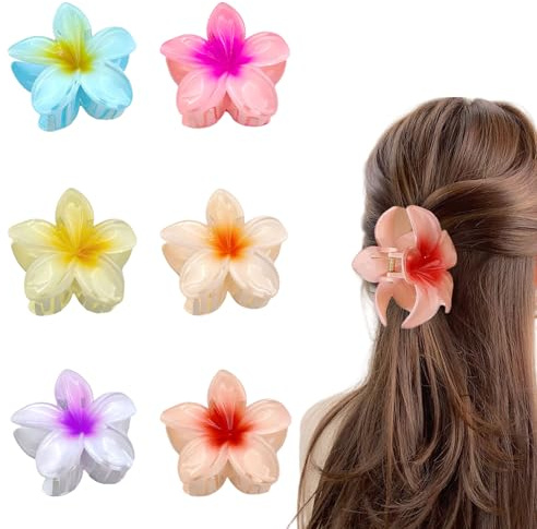 LUMOOM 6 pinzas para el pelo con flores, 8 cm, pinzas para el pelo de flores, pinzas para el pelo de hibisco, pinzas para el pelo de flores, pinzas de pelo de flores, pinzas para el pelo de flores