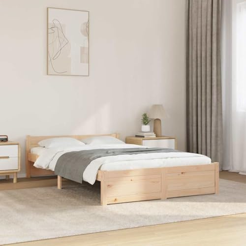 Qnhdfrt Massivholzbett Kiefer 120x190 cm Modernes Bettgestell mit Stabilen Latten und Bequemem Kopfteil Rustikales Design für Schlafzimmer