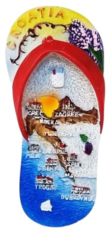 KUSTOM ART Kühlschrankmagnet Kroatien in Form eines Flip-Flops 3D-Magnet Sammlerstück 9x4cm KL/6