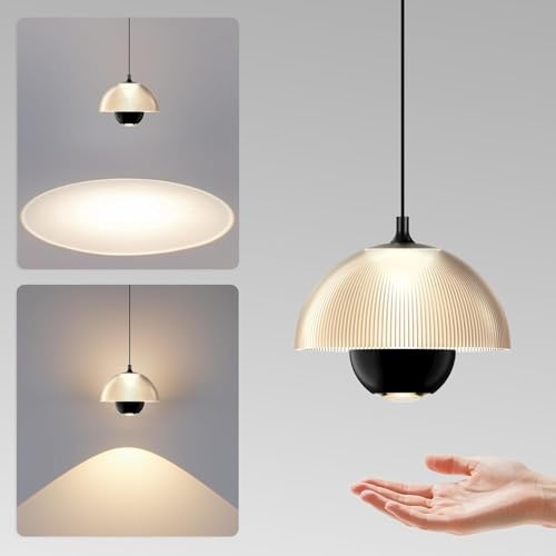 Tubicen Black Pendant Light Height Adjustable 10W LED Hanging Light Gesture Control Hand Sensor 2700K-5000K Nordic Flowerpot Modern Pendant Lighting for Kitchen Island Dining Room Bedroom