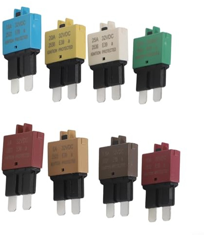 Lot de 8 fusibles de réinitialisation manuelle avec lame de disjoncteur, ampérage mixte 3 A-30 A avec fonction de réinitialisation automatique pour systèmes automobiles de bateau, camping-car, camion