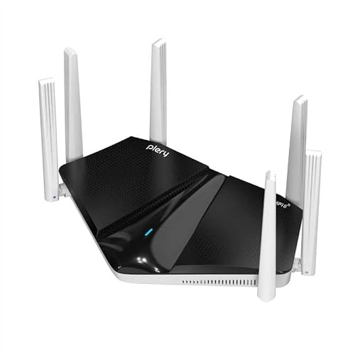 PLERY WiFi 6 AX3000 Dual Band Mesh Gaming Router for Home Broadband | 185 m² Coverage, 5 Gigabit Ports, 6 High-Gain Antennas, OFDMA, MU-MIMO, Beamforming for Gaming & Streaming, One-Click Mesh