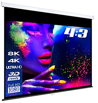 ESMART Professional MIROLO Rollo-Leinwand [Größenauswahl] 187 x 140 cm (92) 4:3 | Vollmaskierung | Heimkino Beamer Projektionsleinwand Rollo Leinwand LCD LED