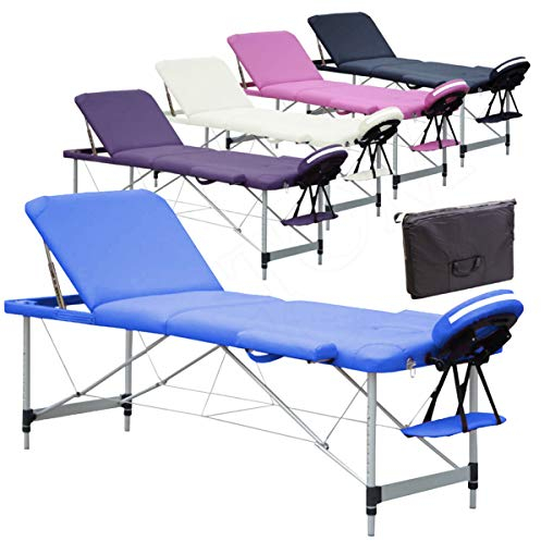 Beltom® Mobile Massagetisch Massageliege Massagebank 3 zonen klappbar Aluminium + Tasche - Blau