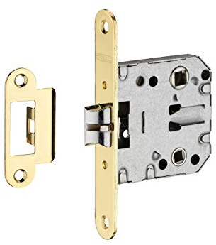 Cerradura de embutir para baño e inodoro, con retroceso de 50 mm, distancia entre ejes de 47 mm, extremos redondeados, media vuelta reversible - THIRARD
