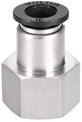 sourcing map Pression Connexion Tube Raccord Adaptateur 10mm Tube Diamètre Externe X 1/2 PT Femelle Droit Pneumatique Connecteur Tuyau Raccord