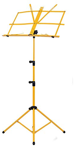 Standing Telescopic Sheet Music Stand Holder, Music Stand Laptop Stand Holder Adjustable Book Stand Shelf Tablet Stand Projector Stand Portable Podium Stand with Carrying Bag (yellow)