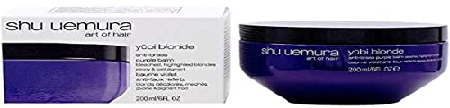 Shu Uemura, Bálsamo Violeta Perfeccionador Yubi Blonde, Para cabello rubio decolorado/teñido, Rellena y neutraliza, Sin silicona ni parabenos, Enriquecido con peonía blanca, Brillo y color, 200 ml