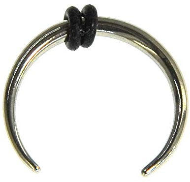 CHICNET Universal Piercing Horseshoe Hufeisen Sichel Form Ohr Nase Edelstahl in Silber, Zwei Gummiringe, Septum Lobe 1.2mm 1.6mm, 8mm-12mm 1.2 x 8mm