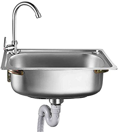 MYAOU Petit évier de Cuisine en Acier Inoxydable Simple Bol égouttoir Mural et kit de vidange Lavabo Simple Lave-Vaisselle Éviers