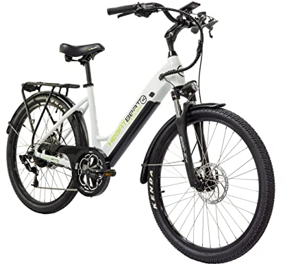 Highphoria Elektrofahrrad City E-Bike 26 Zoll für Damen, 25 km/h Tiefeinsteiger Elektrische Fahrrad mit Bafang-Motor 250W, 8 Gang Schaltung Pedelec(Weiß-Schwarz)