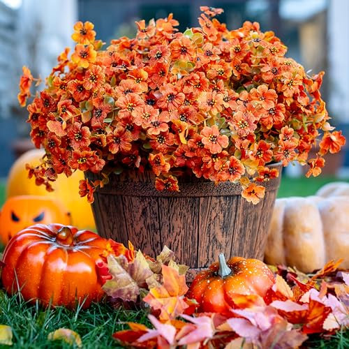 AXYLEX Künstliche Mütter, Herbstblumen für den Außenbereich, künstliche Pflanzen, 16 Bündel, künstlicher Buchsbaum, kein Verblassen, Kunststoffsträucher, Dekoration, Bauernhaus, Haus, Garten,