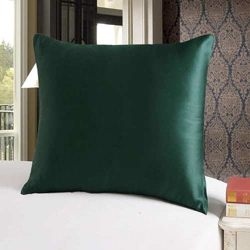 townssilk Beidseitig 100% 19mm Pure Maulbeerseide Kissenbezug für Haar und Haut Gesundheit, quadratisch 1 Stück 40x40cm Größe Kissenbezug mit verstecktem Reißverschluss 600 Fadenzahl Smaragdgrün