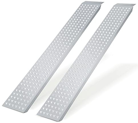 Gimisgu 2 x uppkörningsramp för motorcykel, ATV, lastlampa, halkskydd, lastskena, galvaniserat stål, 160 cm lång uppkörningsramp, lastkapacitet upp till 400 kg