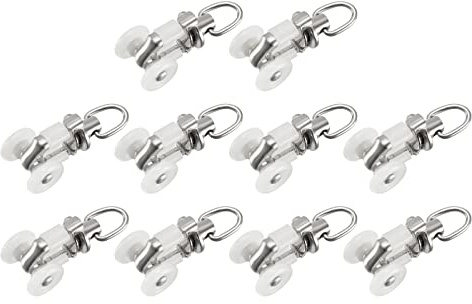 METALLIXITY Curtain Track Rollers (10.5mm/0.41) 10Pcs, Plastic Twin Wheeled Carriers Drapery Rail Sliding Glider - for Home Window Curtain Tracks