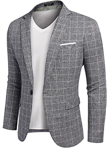 COOFANDY Giacca Sportiva Leggera da Uomo, Giacca Sportiva Casual Slim Fit con Un Bottone, XL