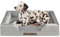 Codi Large Memory Foam Layer Dog Bed, Washable Orthopedic Dogs Beds Couch with Removable Zipper Cover, Waterproof Pet Sofa with U-Shape Bolster, Grey, 91x68x(7.5+8.9) cm