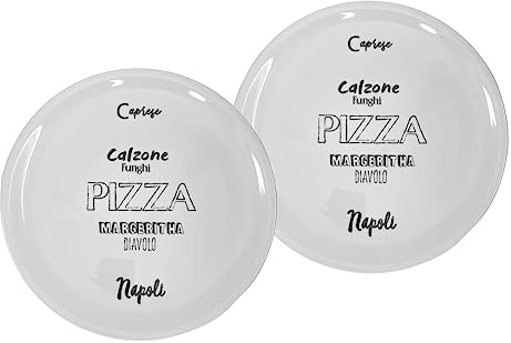 Emilja Pizzateller 30cm Caprese Porzellan - 2 Stück mit Motiv - Gastronomie geeignet