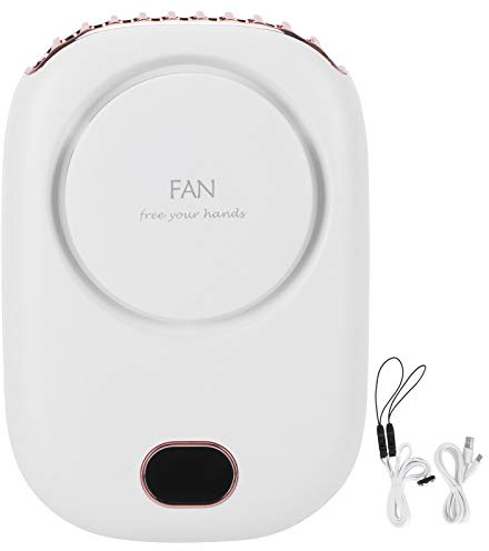 Mini ventilador eléctrico ABS de 3 velocidades portátil con carga USB para colgar en el cuello sin aspas ideal para viajes al aire libre excursiones campamentos y compras ligeras (WHITE)