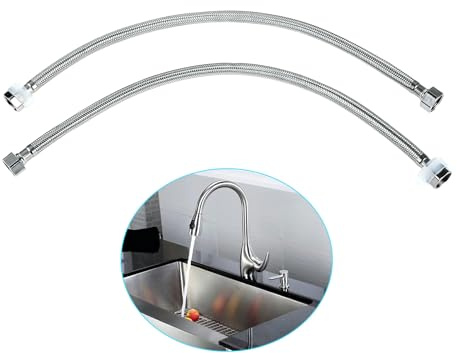 BOWAREPRO 2 Stück Flex Schlauch Armatur, Edelstahl Anschlussschlauch G1/2 x G1/2, Panzerschlauch Wasserhahn, Dusche Umflechtung Flexschlauch für Wasserhahn Mischbatterie (50cm)