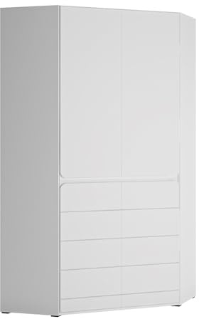 Lomadox Eckkleiderschrank Kleiderschrank Drehtürenschrank 2 Türen 2-türig 2-TRG weiß Kleiderstangen 101x193,4x101 cm