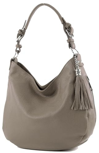 modamoda de T200 Damen Leder Schultertasche Henkeltasche, handmade in Italy