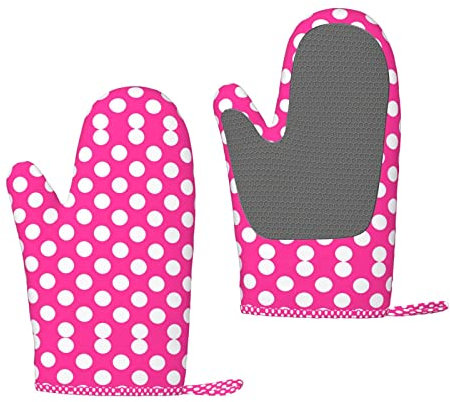 Punti rosa stampati, Guanti da forno in silicone Guanti da cucina antiscivolo, Guanti da forno resistenti al calore Un paio