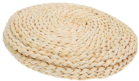 STOBAZA Handgewebte Meditationsmatte Aus Maisblatt Runde Yoga Sitzunterlage 30x30cm Mit Baumwollfüllung Für Zuhause Und Büro Geeignet