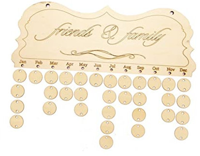 VILLFUL Geburtstagskalender zum Aufhängen Wandkalender bling Memo-Kalender Embleme Kalender aus Holztafel Hängekalender aus Holz runden Plakette Planke schmücken Wandbehang Bambus
