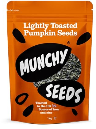 Munchy Seeds Lightly Toasted Pumpkin Seeds, Gluten Free High Protein Snacks, Delicious, Nutritious & Versatile Pumpkin Seeds, Perfect With Salads, Great Source Of Vegan Protein, High Fibre, 1kg