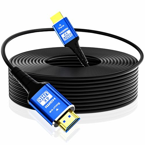 Adrenenjoyer Fiber Optic hdmi Cable 100 ft,18Gbps 4k Ultra high Speed Support 4K@60Hz(4:4:4 RGB) HDR10,HDCP2.2,eARC,3D,CEC Unidirectional Active 2.0 Cord,Shielding Interference,Slim and Flexible