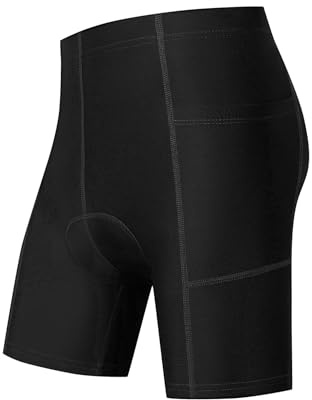 Boys Girls Padded Cycling Shorts with Pockets 3D Padding Cycling Shorts Boys, black, 11-12