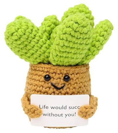 Positiver Häkelkaktus, emotionale Unterstützung, Kaktus, Wollstrickdekoration, Geschenk für Freunde, Familie, Liebhaber, Ermutigungsunterstützung, emotionale Unterstützung, häkeln