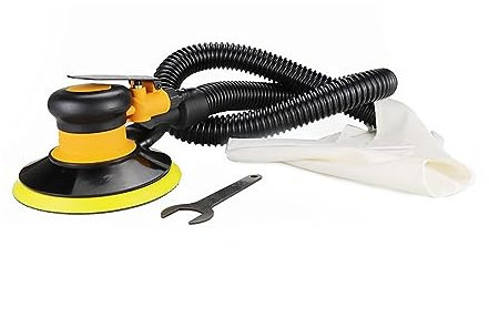 OUTFYT Pulidora neumática de lijadora de Aire, Herramienta de Cuidado de Pintura de Coche de 6 ''150mm, pulidora de Palma Orbital aleatoria, Amoladora de Trabajo de Madera,Baja Vibración(C9 Sander)