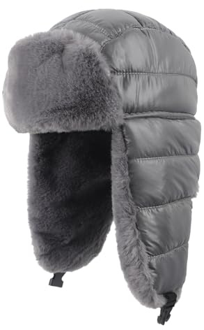 JIAHG Unisex Ushanka Wintermütze mit Ohrenklappen, Winddichte & Wasserabweisende, Leicht Fliegermütze mit Kunstfell,verstellbare Trappermütze für Radfahren Skaten Outdoor im Winter
