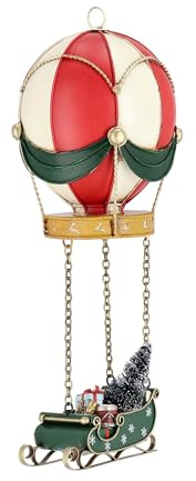 Bizzotto Mongolfiera di Natale con Slitta Noelle Vintage H 12,5 cm