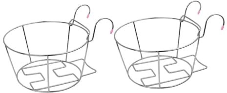 IWOWHERO 2 Stück Edelstahl Balkon Blumentopf Halter Hängend Metall Blumentopfaufhänger Für Garten Balkon Und Wohnzimmer