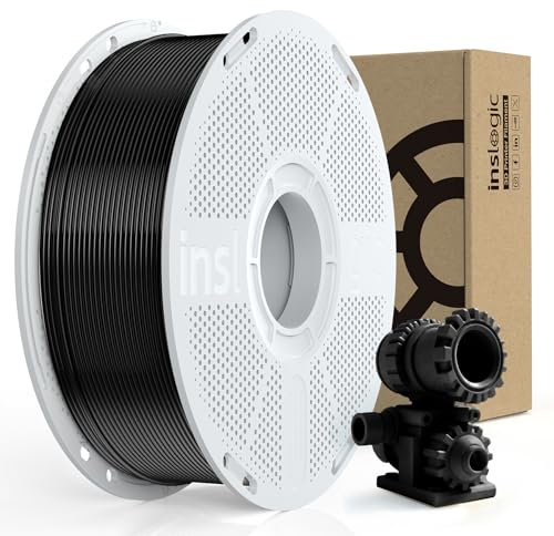 Inslogic Vorgetrocknetes Fiberon PA6-CF Kohlefaser Nylon Filament 1.75mm, Schwarz PA6-CF 20% Kohlefaser, Hohe Festigkeit 3D Druck Filament für Industrielle Werkzeuge, 1kg