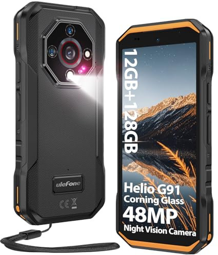 Ulefone Armor X32 Rugged Smartphone, MTK G91 12GB+128GB/2TB 48MP+20MP Visione Notturna Aggiornabil Android 15, 5.65 Corning Cellulare indistruttibile Dual SIM/NFC/Fingerprint 2anni garanzia-Arancione