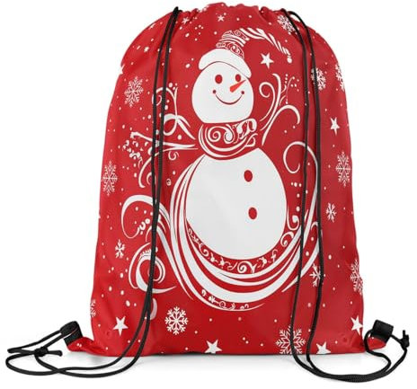 Rucksack Mit Kordelzug Cartoon-Schneemann Gymnastikbeutel Unisex Stoffbeutel Mädchen Sportrucksack, Für Reisen, Schwimmen, Strandurlaub, 36x42cm
