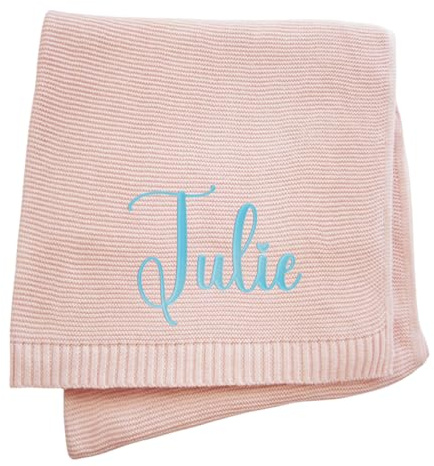 JIOJOG Decke Personalisiert Baby, Personalisierte Baumwoll Baby Decke mit Namen - Geschenke Zur Geburt Mädchen/Junge Personalisiert, Gilt Decken für Kinderwagen und Kinderzimmer, 75x100cm