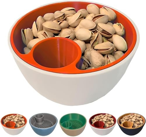 Generico Ciotole per pistacchi e Semi, Doppio Scomparto con Contenitore per gusci, Ciotola per Snack con Scomparto per rifiuti Alimentari, Grande per Arachidi, Edamame, Noci, Frutta