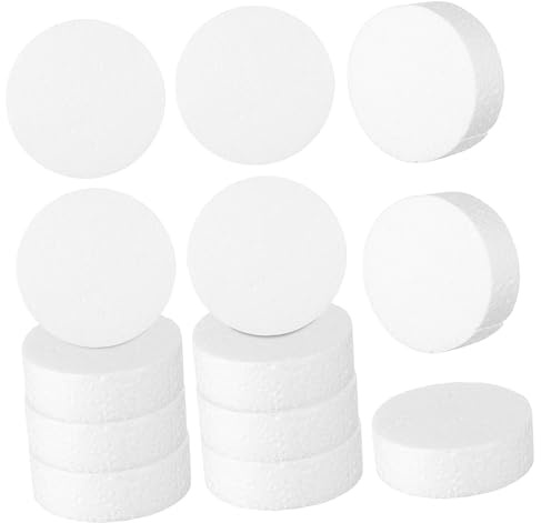 DIYEAH Dischi in Schiuma Rotondi 18 Pezzi, Basi in Polistirene Espanso per Decorazioni Torte e Progetti di Bricolage, Accessori per Esercitazioni di Cake Design e attività Creative