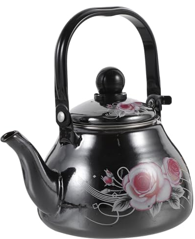 Hohopeti Tetera Esmaltada Vintage con Colador Resistente y Decorativa Hervidor de Agua para Estufa con Mango Antiescaldado para Cocina y Regalo
