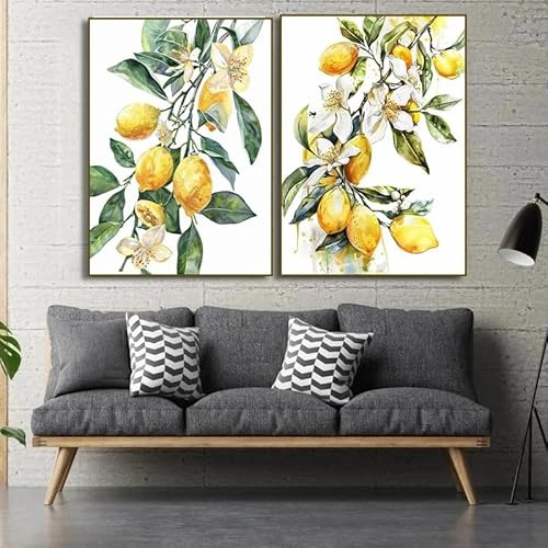BPJSTU Affiche sur toile imprimée représentant un paysage côtier italien de Positano, Capri et Amalfi, avec un citronnier (40 x 60 cm / 2 pièces sans cadre)