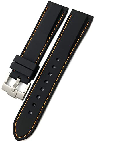 BDDCYWY För WatchBand 19mm 21mm 20mm 22mm 23,0 mm 24mm för mjuk vattentät silikonklockor/svart orange/24mm