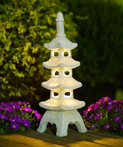 Goodeco 40CM Multi-Layered Solar Pagoda Statue, Garden Ornaments